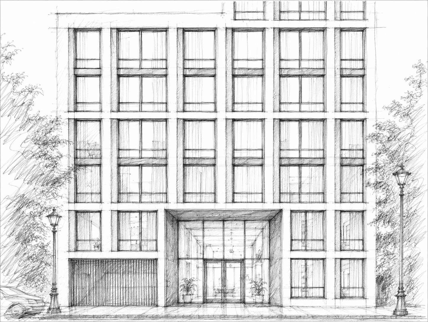 The Parisian architectural design drawing